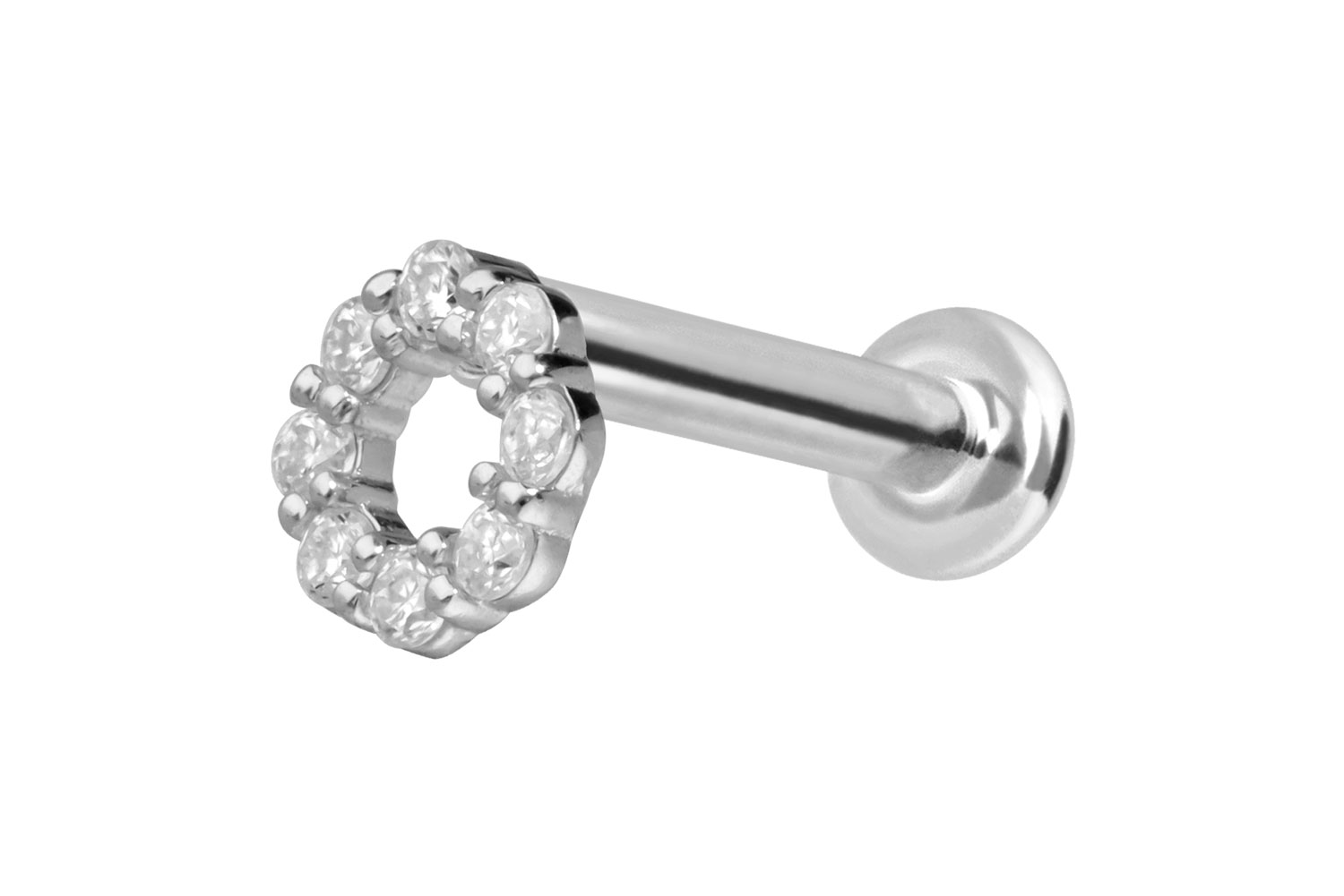 14 Karat Gold Labret mit Push Fit MOISSANIT-KREIS